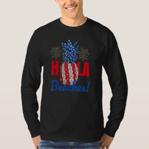 T-shirt Hola Plage Ananas Patriotique Avec Feu D'Artifice