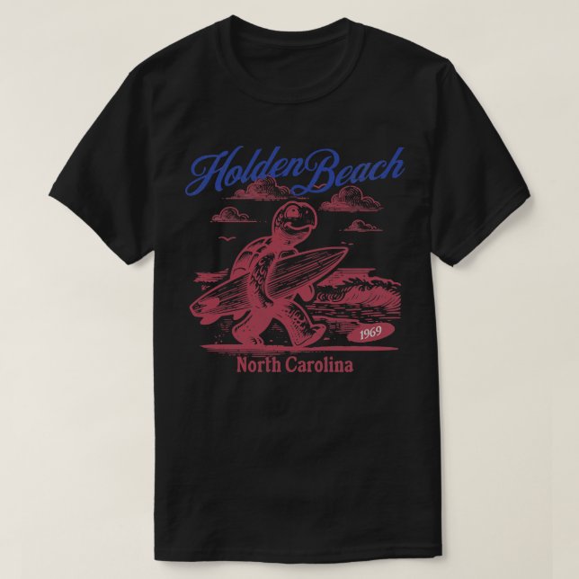 T-shirt Holden Beach North olina Surfing Sea Turtle (Design devant)