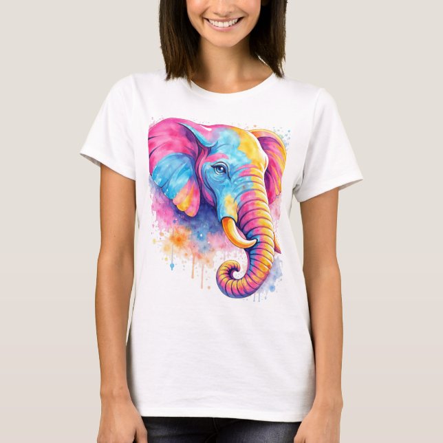 T-shirt Holi éléphant aquarelle (Devant)
