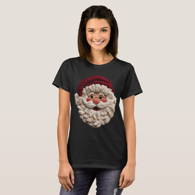 T-shirt Holiday Fun - Faux Yarn Santa  (Devant entier)