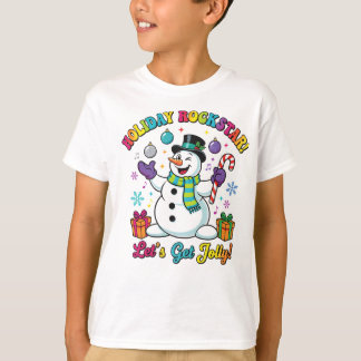 T-shirt Holiday Rockstar Snowman Kids