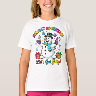 T-shirt Holiday Rockstar Snowman Kids