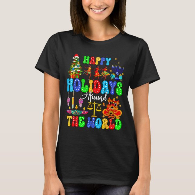 T-shirt Holidays Around World Xmas Hanukkah Kwanzaa Diwali (Devant)