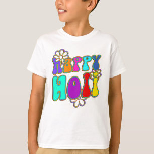 T-shirt holiES - HAPPY HOLI fleurs de contour 1