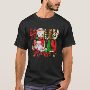T-shirt Holly A Jolly Nurse Noël Père Noël Snowman