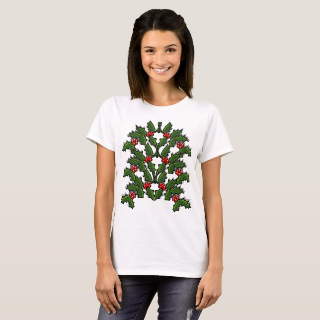 T-Shirt - Holly Feuilles et Berries (Devant entier)