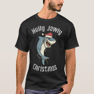 T-shirt Holly Jawly Noël Funny Père Noël Shark Xmas Shark