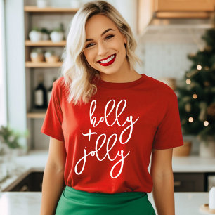 T-shirt Holly Jolly Modern Cute Script Bold Holiday