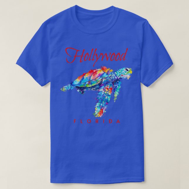 T-shirt Hollywood Florida Watercolor Sea Turtle (Design devant)