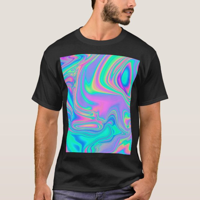 T-shirt Holographie Iridescente : Neon Marbled Texture (Devant)