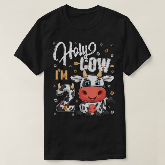 T-shirt Holy Cow Im Deux 2 Year Old Cows Farm Thème 2ème B (Design devant)