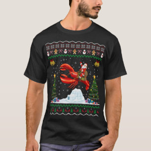 T-shirt Homard Vilain Noël Cadeau Père Noël équitation Hom