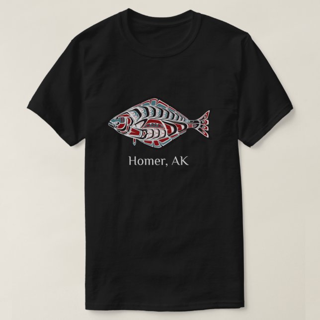 T-shirt Homer Alaska Amérindiens Halibut Pêcheurs Gif (Design devant)