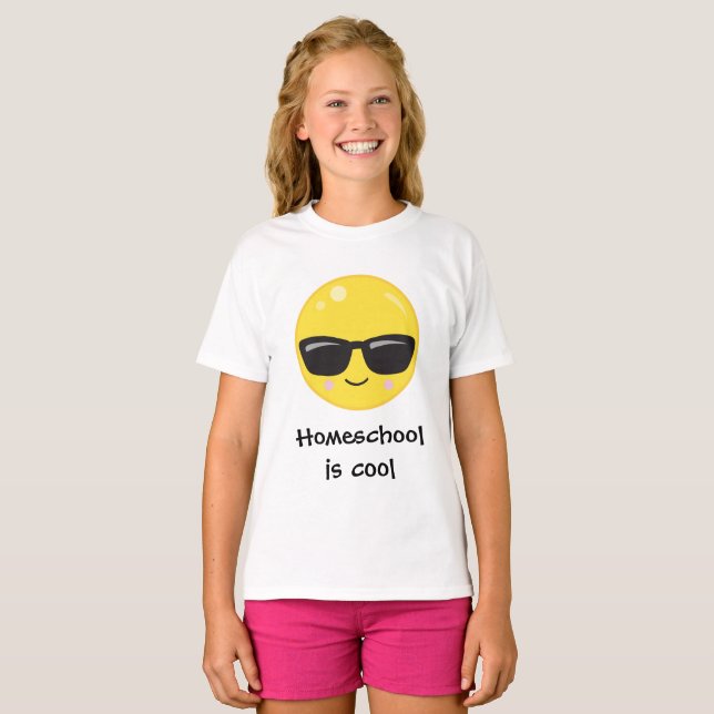 T-shirt Homeschool est Cool Sunshade Emoji (Devant entier)