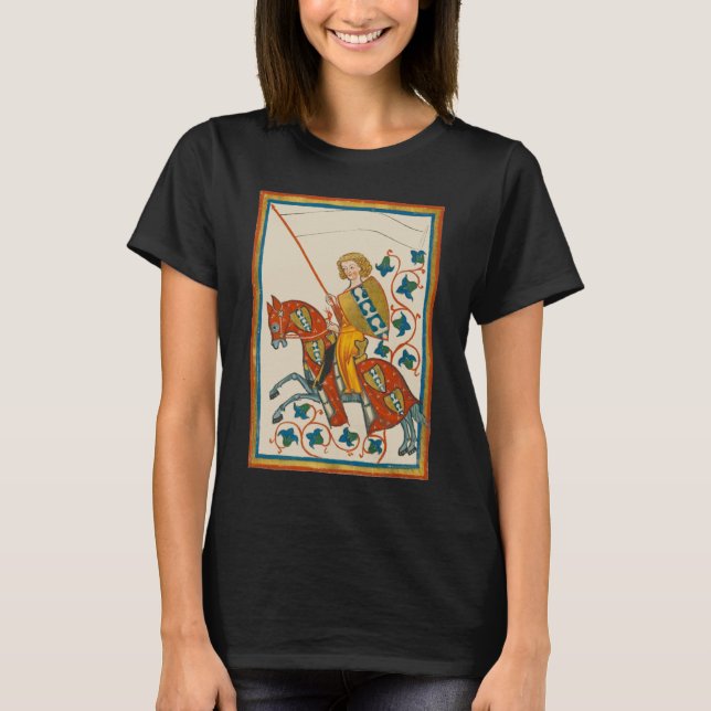 T-shirt Homme à cheval Manesse Codex du XIVe siècle (Devant)