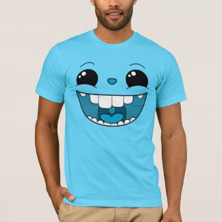T-shirt homme à double visage bleu heureux