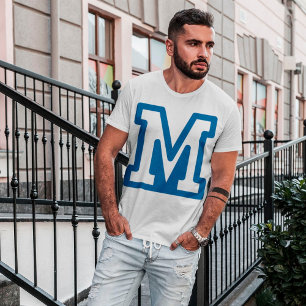 T-Shirt homme à lettre M bleue