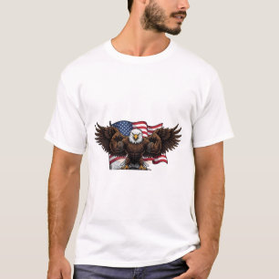 T-Shirt Homme Aigle Musclé Patriotique Drapeau USA