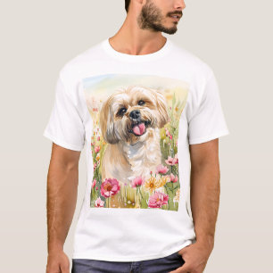 T-shirt homme aquarelle Lhassa Apso