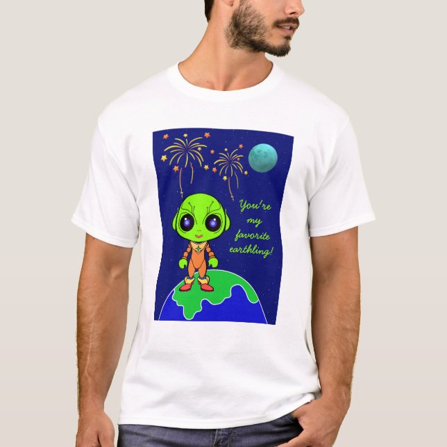 T-shirt homme avec Alien et feux d'artifice pour n (Devant)