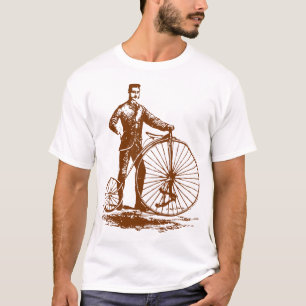 T-shirt Homme avec Penny Farthing - Marron Châtaigne