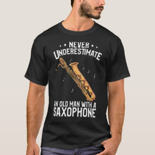 T-shirt Homme Baritone Saxophone Vieux Homme Avec Un Saxop