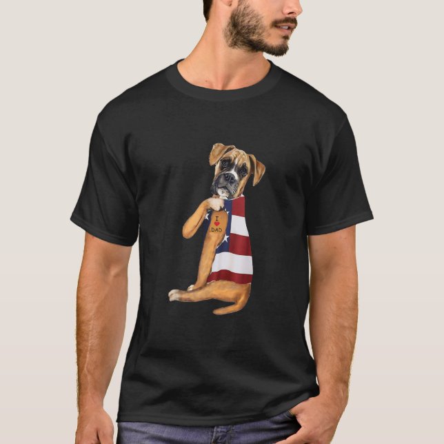 T-shirt Homme Boxer Chien Tatouage J'aime papa  (Devant)
