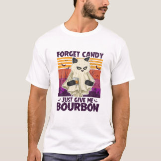 T-shirt Homme Chat Noir Oubliez Les Bonbons Juste Me Donne
