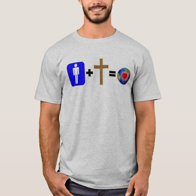 T-shirt Homme + Croix = monde avec amour (Devant)