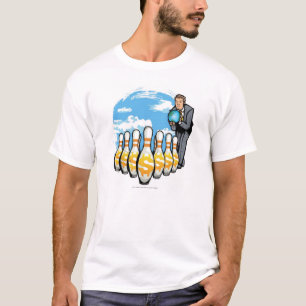 T-shirt Homme d'affaires roulant un globe vers des
