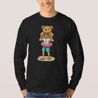 T-shirt Homme de dessin animé mignon avec un ours en peluc