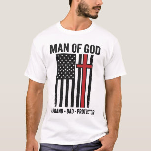T-shirt Homme de Dieu Croix Patriotique Design de Chemise