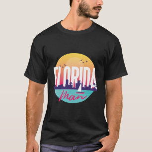 T-shirt Homme de Floride Rétro Néon Coucher de Soleil Humo