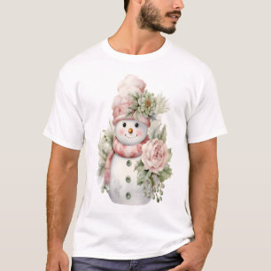 T-shirt Homme de neige avec fleurs