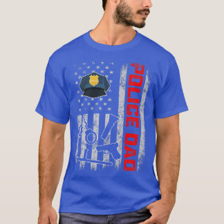 T-shirt Homme Drapeau USA en détresse Policier Papa Patrio