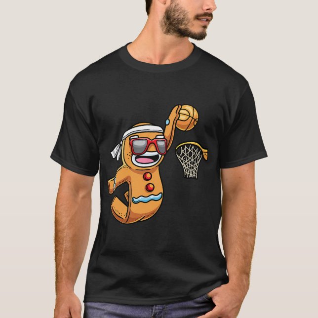T-shirt Homme en pain d'épices jouant au basket-ball Noël  (Devant)