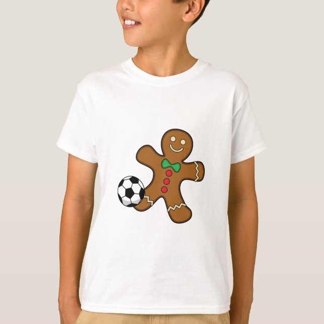 T-shirt Homme en pain d'épices jouant au football (Devant)