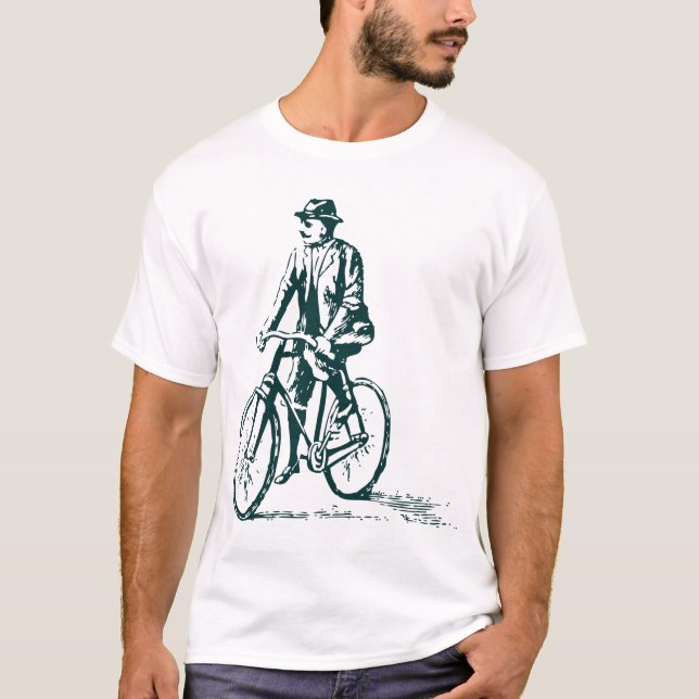 T-shirt Homme en vélo - Vert foncé (Devant)