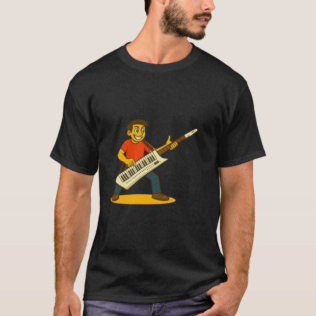 T-shirt Homme énergique jouant de la keytar (Devant)
