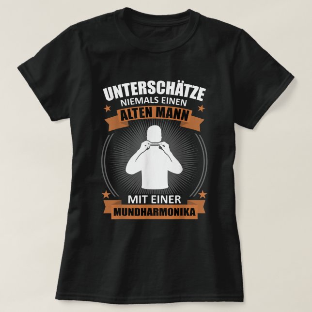 T-shirt Homme Harmonica Joueur Vieux Dit Drôle Musicia (Design devant)