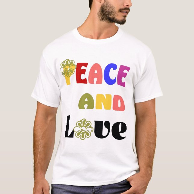 T-shirt homme hippie pour la paix et l'amour (Devant)