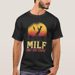 T-shirt Homme j'aime la pêche Vintage Sunset Lake Boat Lin