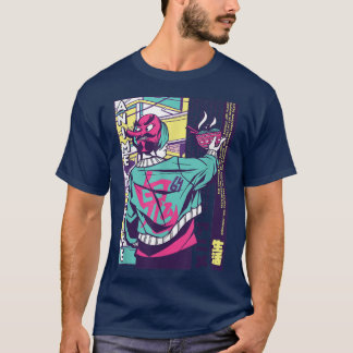 T-shirt Homme Japonais Esthétique Urbain Avec Oni Masque A