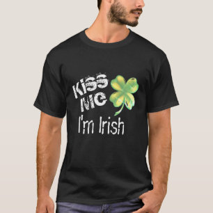 T-shirt Homme Kiss Me Je suis Irlandais, noir et shamrock 
