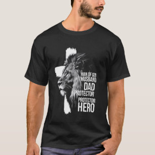 T-shirt Homme Lion Dieu Mari Papa Protecteur Héros Chrétie