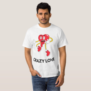 T-shirt homme mascotte cœur d'amour fou Dessin an