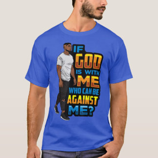 T-shirt Homme Noir Papa Si Dieu Est Avec Moi Qui Peut être
