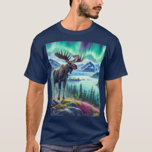 T-Shirt Homme Orignal d'Alaska Aurores Boréales