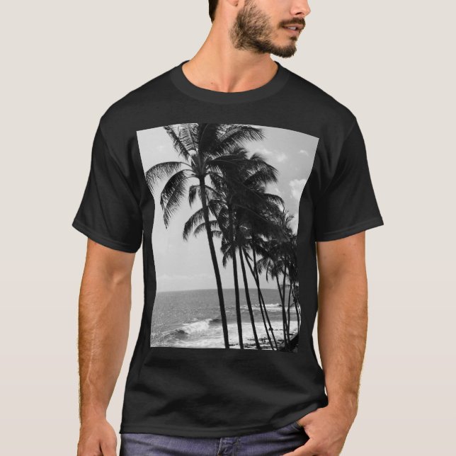 T-shirt homme palmiers noir et blanc (Devant)