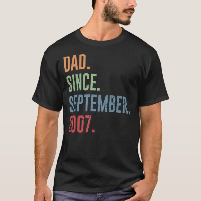 T-shirt Homme Papa depuis septembre 2007 (Devant)